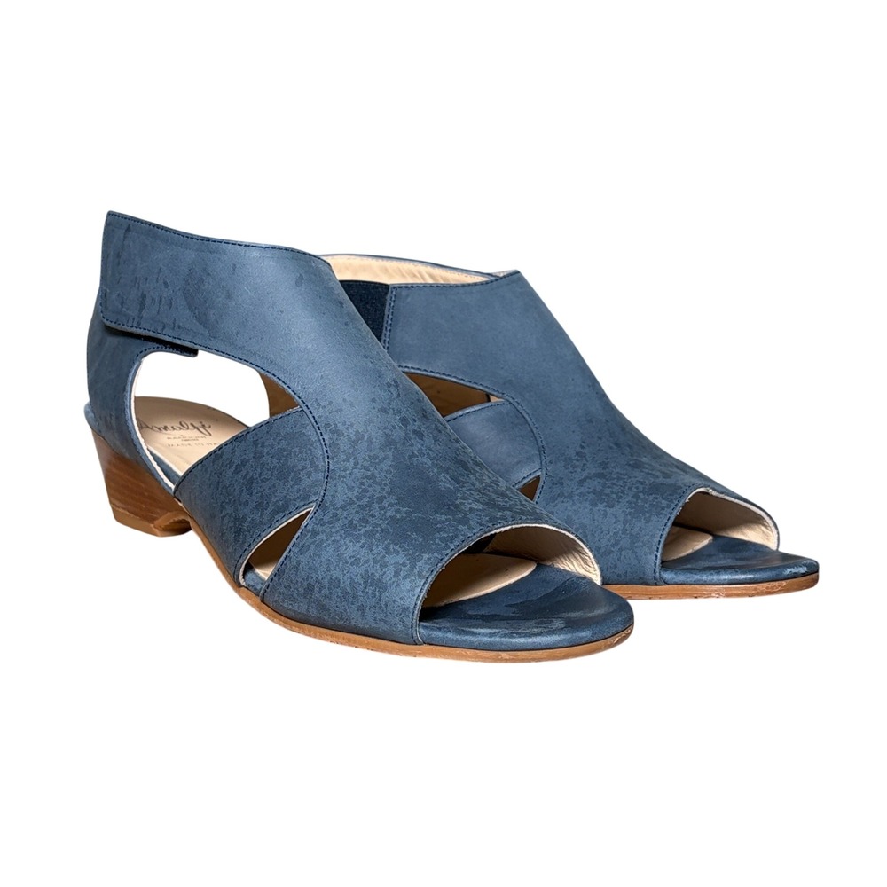 Amalfi by Rangoni Doris Blue Talco Leather Slingback Open Toe Sandals Chic Sz 9M